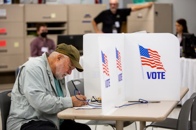 <p>Voters cast their ballots on Friday, Sept. 23, 2022, in Minneapolis. With Election Day still more than six weeks off, the first votes of the midterm election were already being cast Friday in a smattering of states including Minnesota</p>