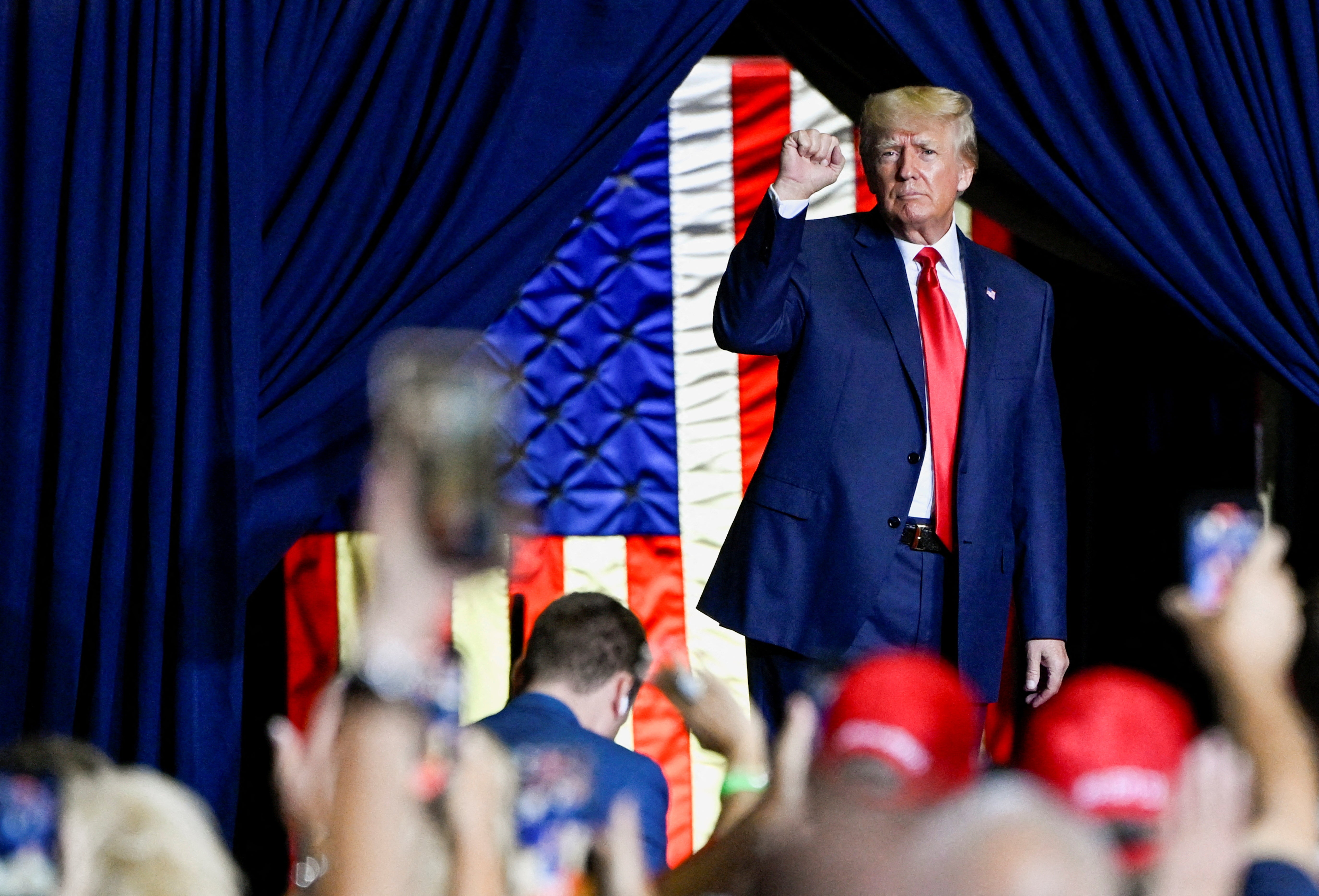 Former U.S. president Donald Trump holds a rally in Youngstown, Ohio, U.S., September 17, 2022.