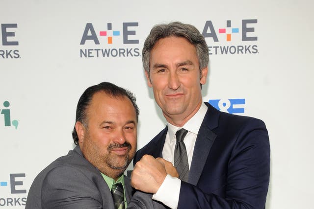 <p>TV personalities Frank Fritz (L) and Mike Wolfe attend 2015 A+E Networks Upfront on April 30, 2015 in New York City.  (Photo by Brad Barket/Getty Images for A+E)</p>