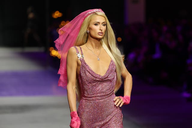 <p>Paris Hilton walks the runway at the Versace Fashion Show during the Milan Fashion Week Womenswear Spring/Summer 2023 </p>