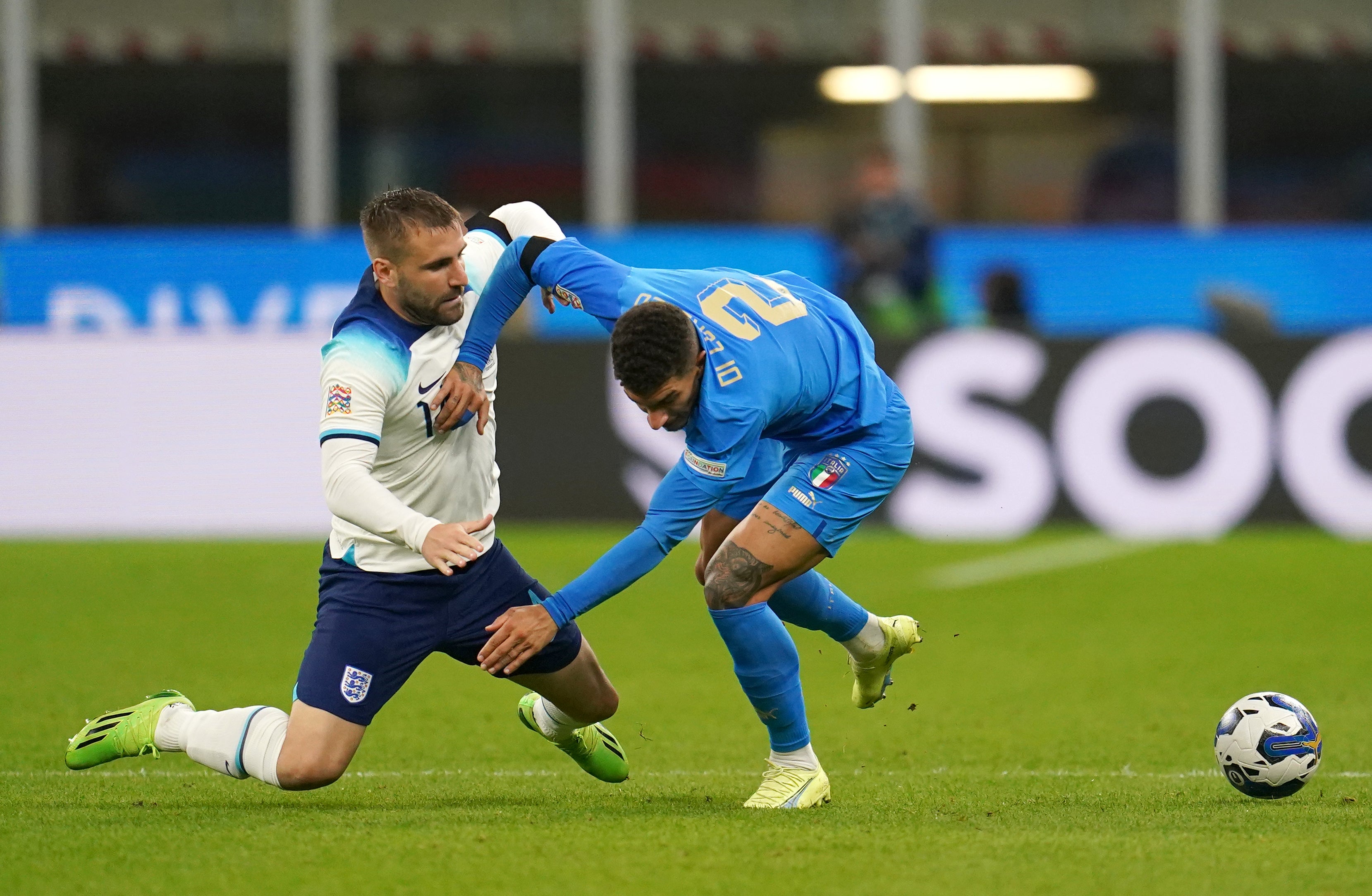 Luke Shaw (left) came off the bench against Italy (Nick Potts/PA).