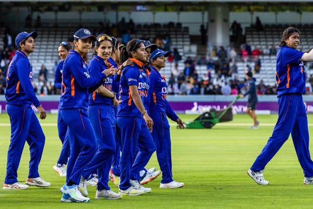 A controversial wicket by Deepti Sharma helped secure victory for India over England at Lord’s (Steven Paston/PA)