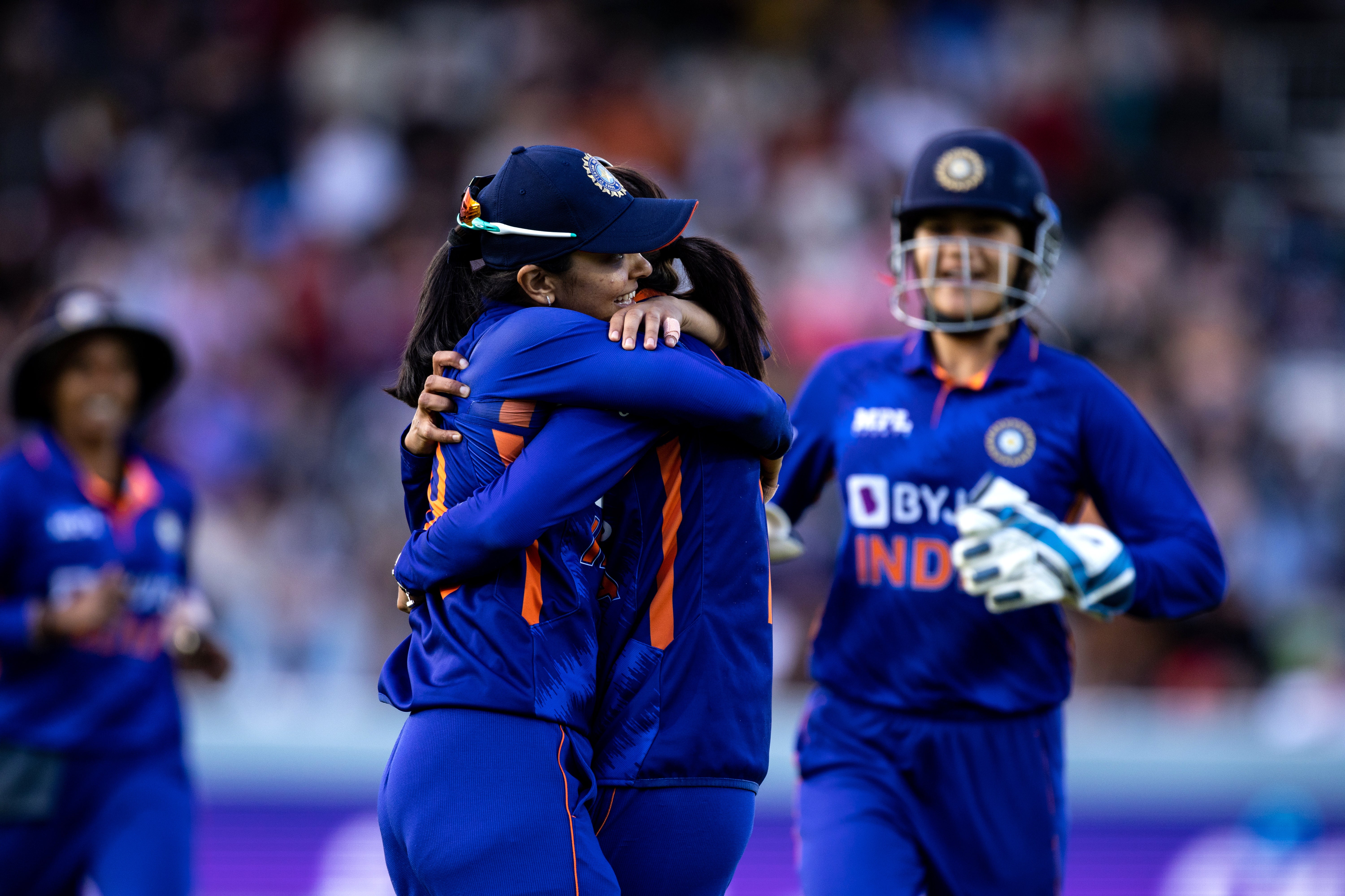 India celebrated victory after a controversial finish at Lord’s (Steven Paston/PA)