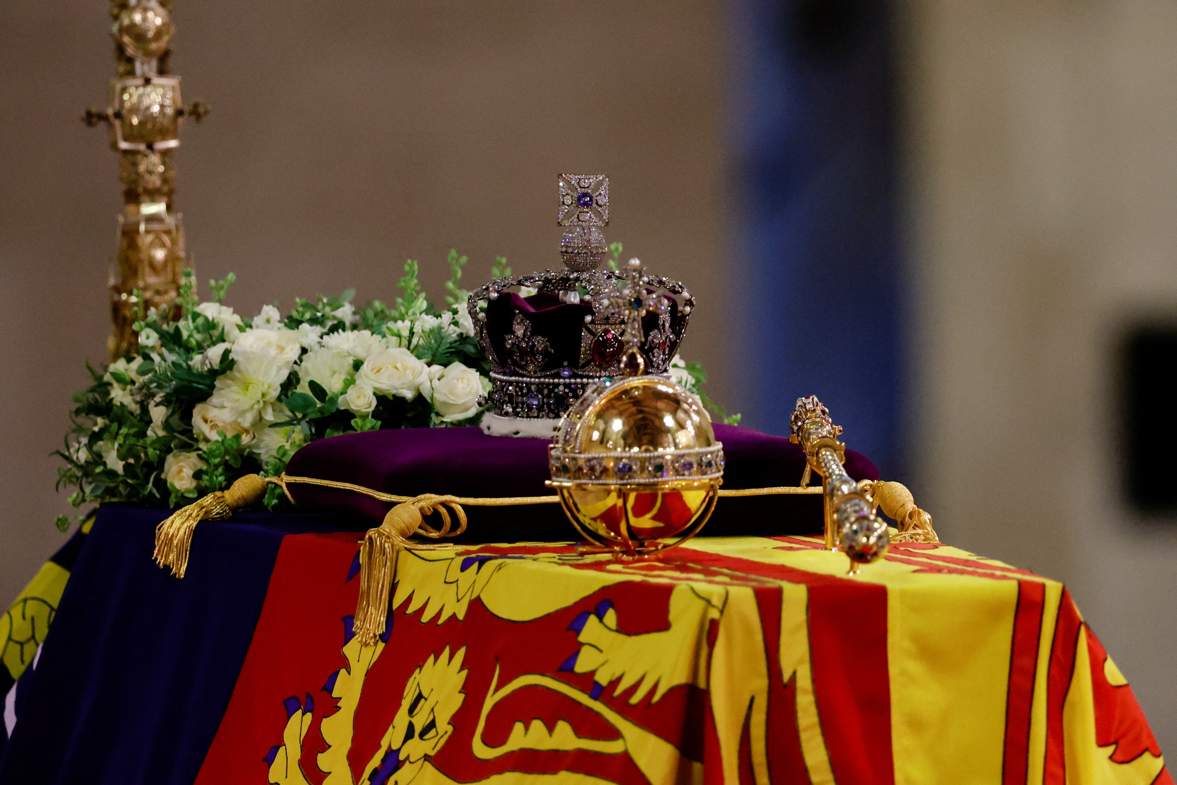 The coffin of Queen Elizabeth II (Sarah Meyssonnier/PA)