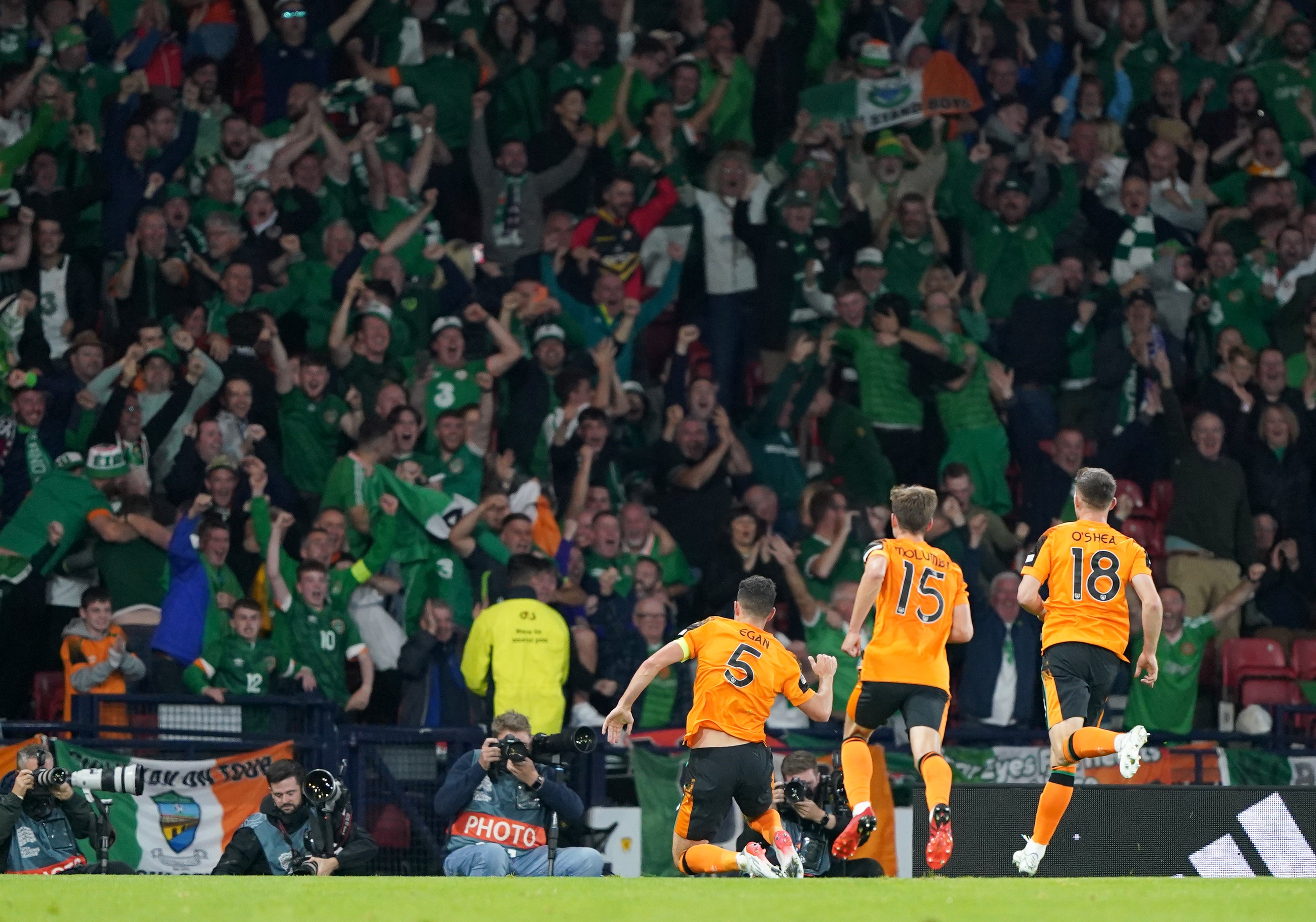 John Egan (left) put Ireland ahead (Andrew Milligan/PA)