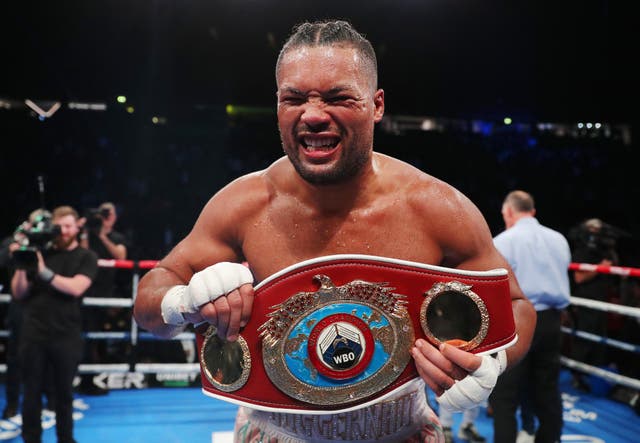 <p>Joyce claimed the vacant interim WBO heavyweight title with his win over Joseph Parker </p>