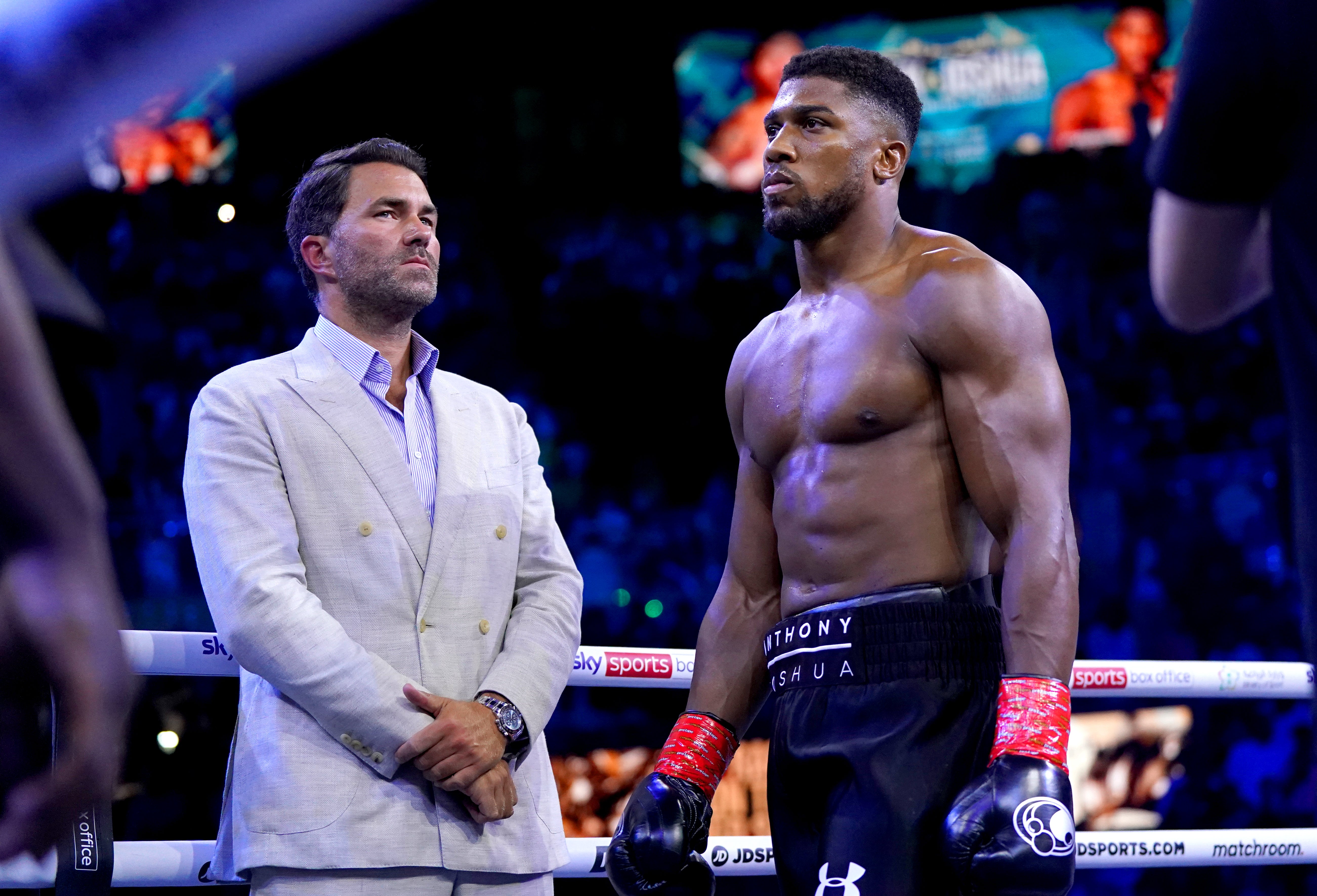 Anthony Joshua (right) and Eddie Hearn (Nick Potts/PA)