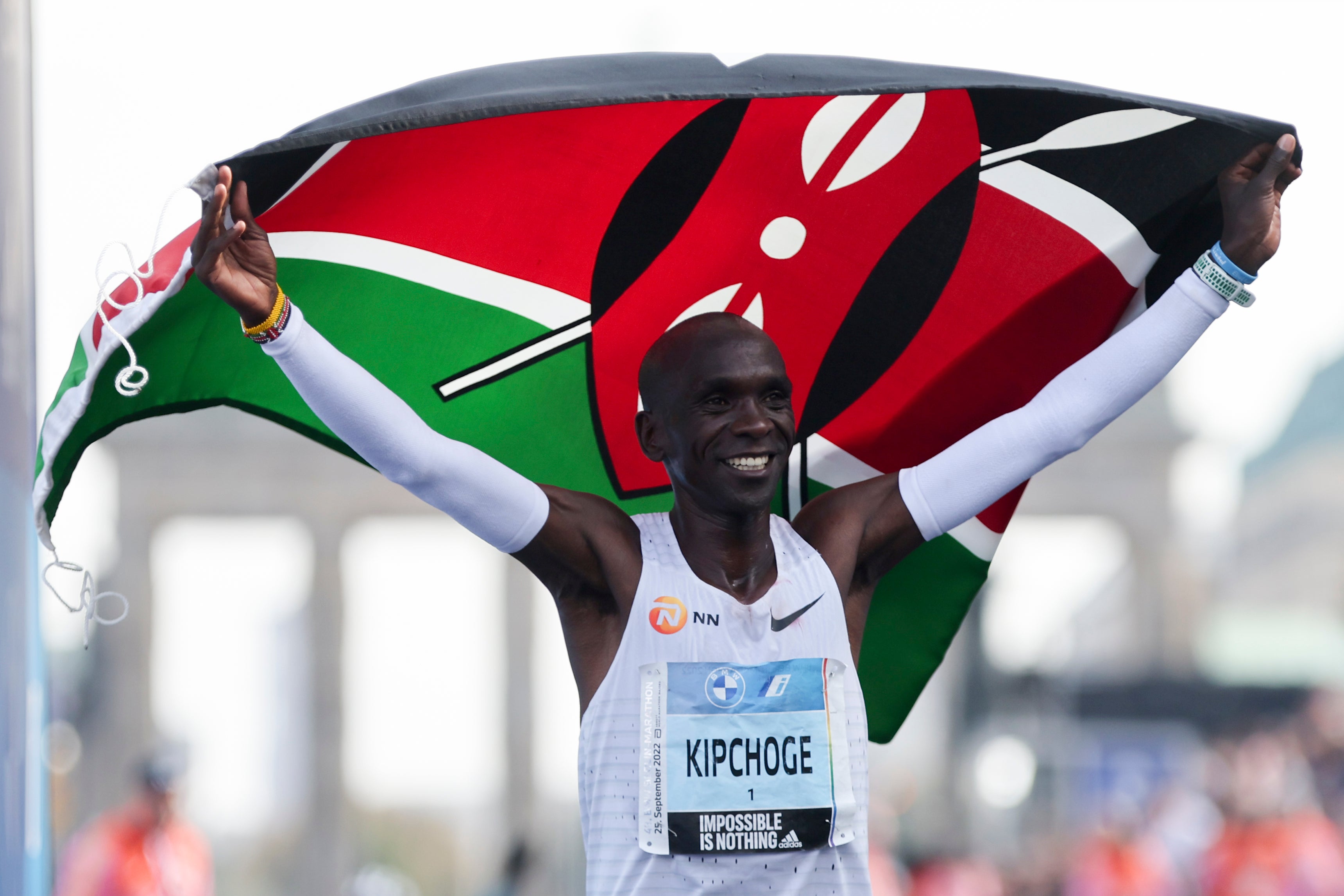 Eliud Kipchoge set a new world marathon record in Berlin (Christoph Soeder/AP)