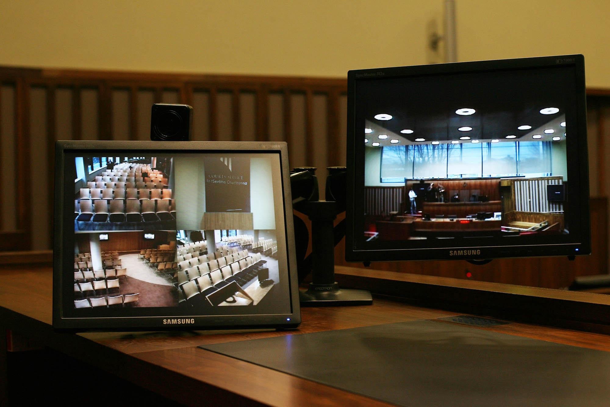 A general view of video equipment being used in courts (Niall Carson/PA)