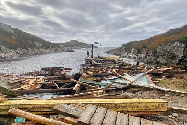 Los daños causados por el huracán Fiona en Fox Roost-Margaree, Terranova y Labrador, Canadá
