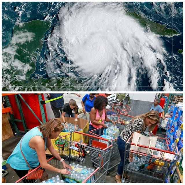 <p>Floridians stock up on water on Monday ahead of Hurricane Ian which was expected to have severe impacts in the state</p>