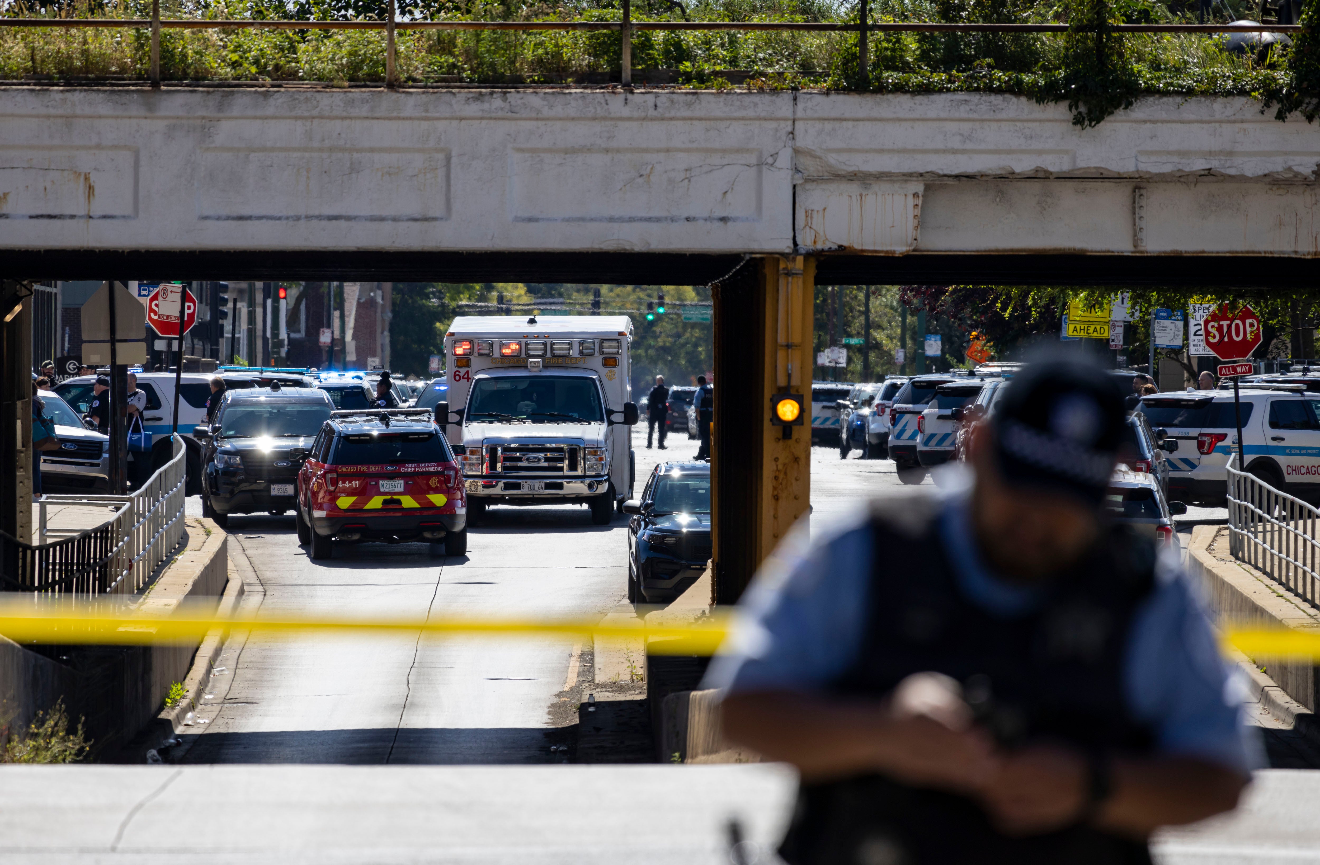 Chicago police cordoned off an area around Homan Square facility where an intruder was shot on Monday