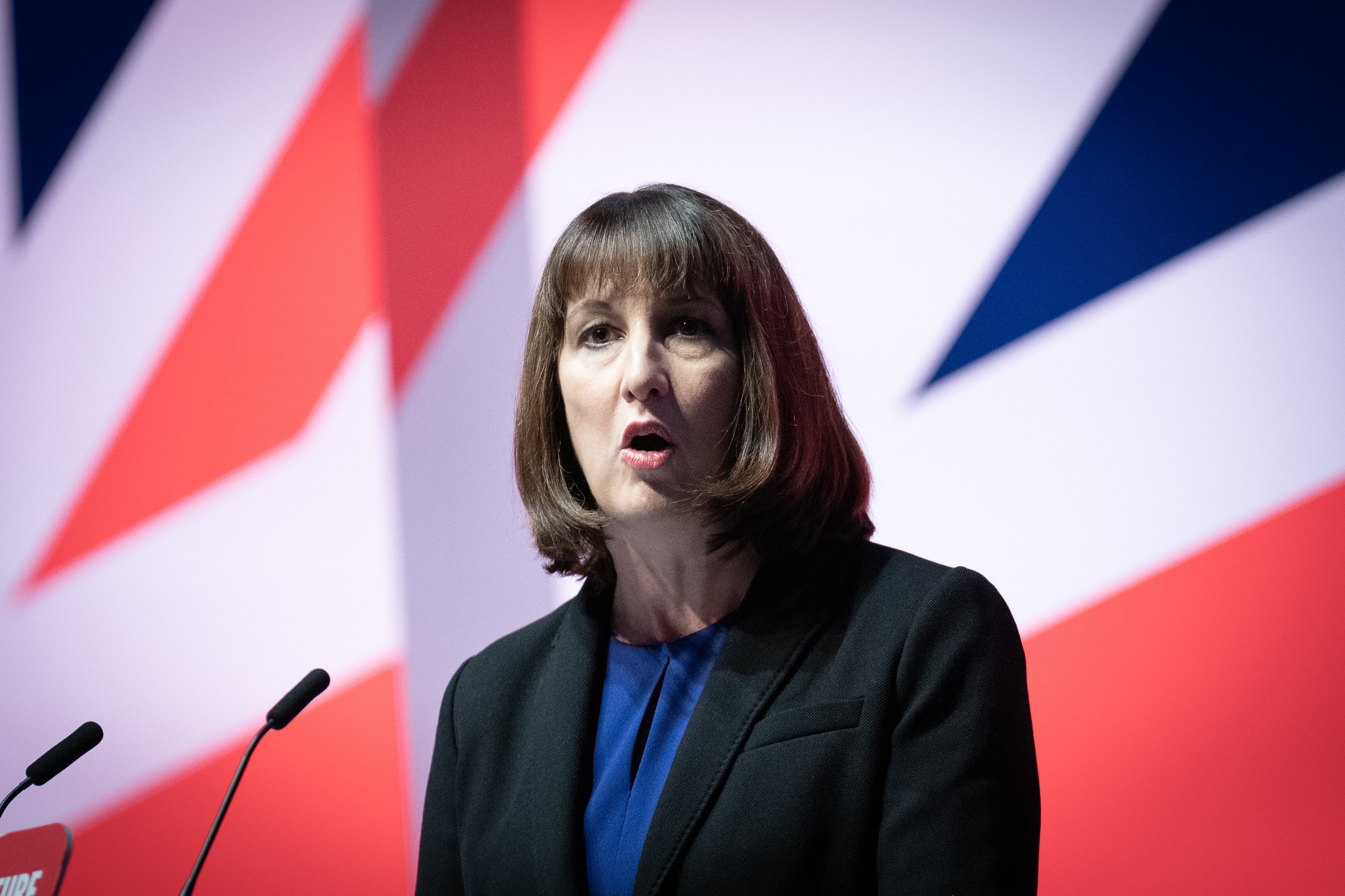 Shadow chancellor Rachel Reeves delivers her keynote speech (Stefan Rousseau/PA)