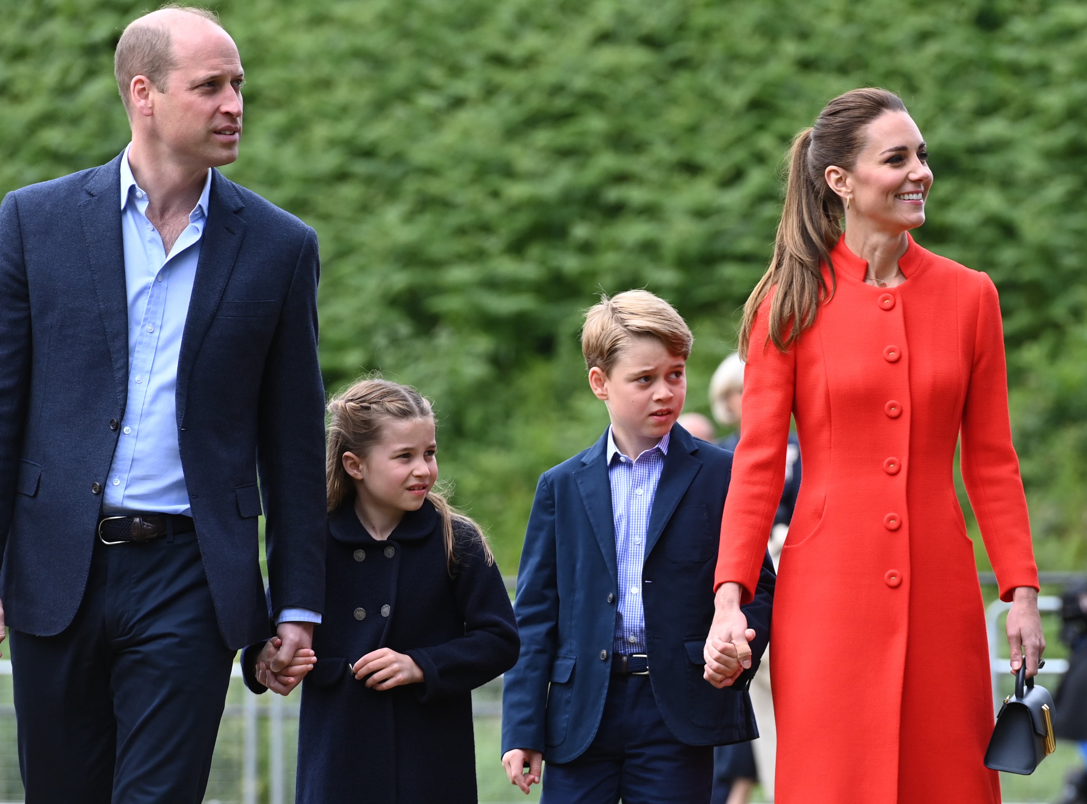 The then Duke and Duchess of Cambridge, Prince George and Princess Charlotte during their visit to Cardiff Castle (Ashley Crowden/PA)