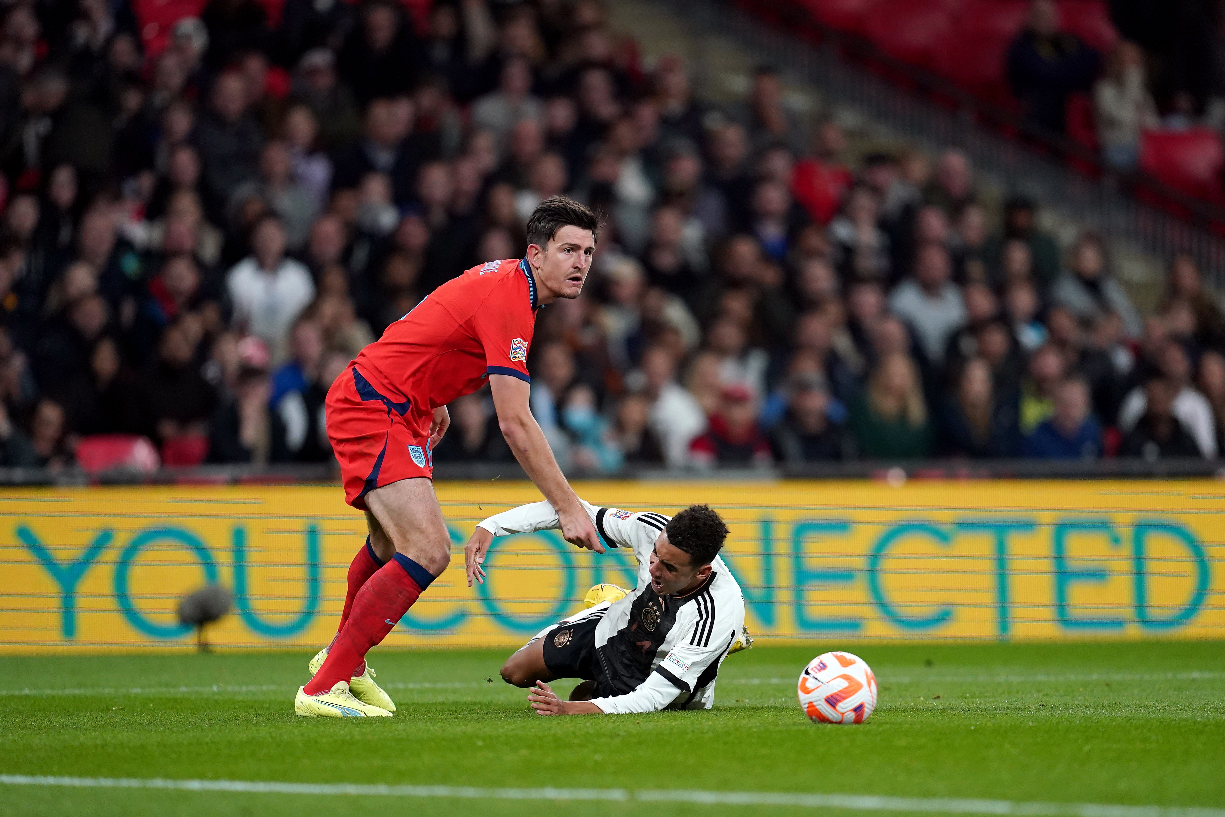 Harry Maguire gave away a penalty versus Germany (Nick Potts/PA)