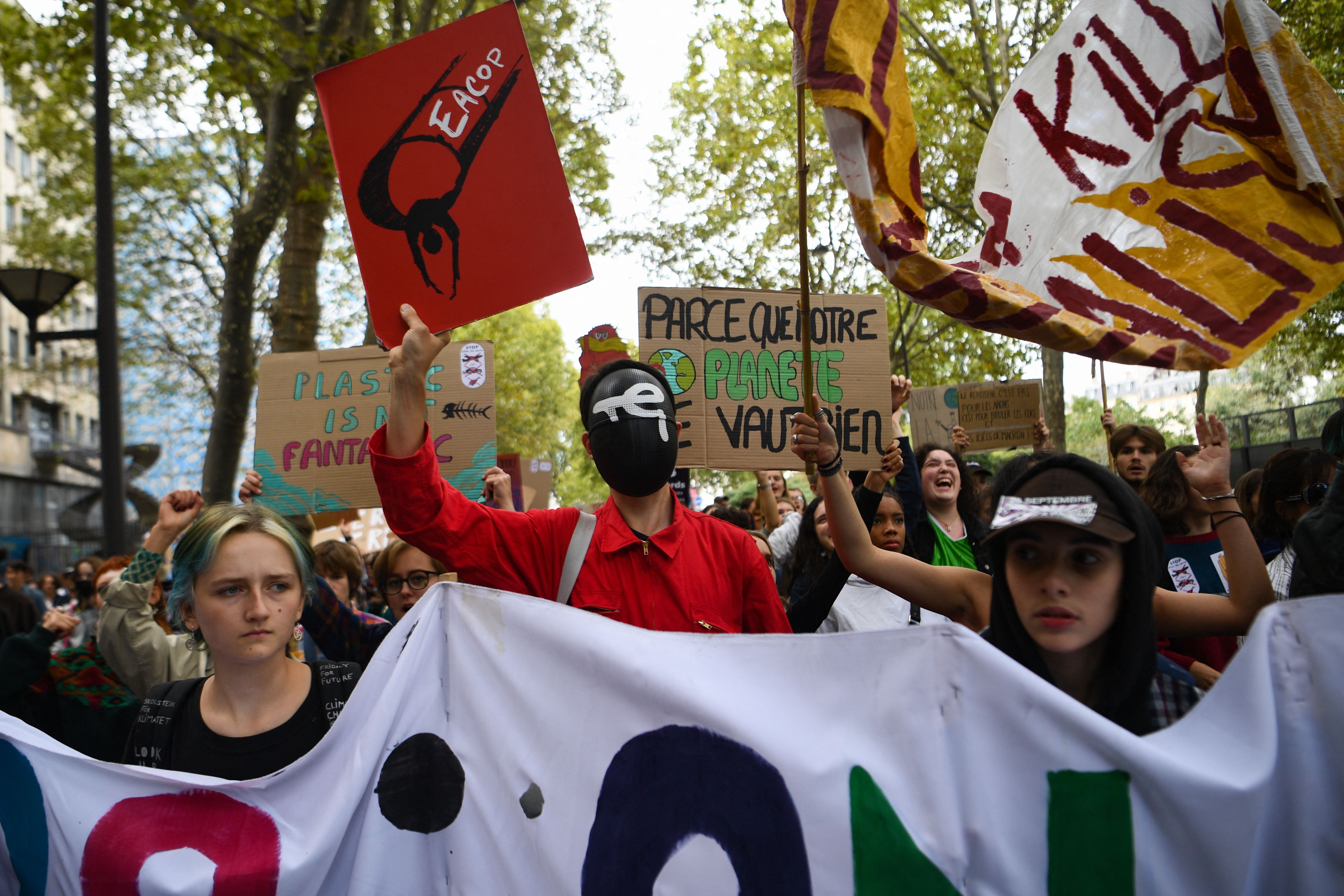 <p>A climate demonstration in Paris this week – less than two moths before Cop27 </p>