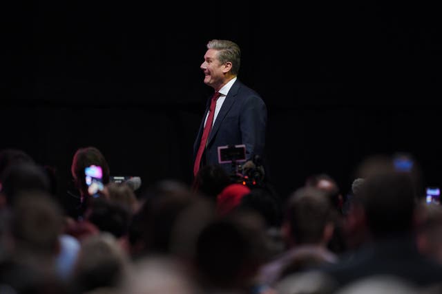 Party leader Sir Keir Starmer arriving to make his keynote address during the Labour Party Conference at the ACC Liverpool (Peter Byrne/PA)