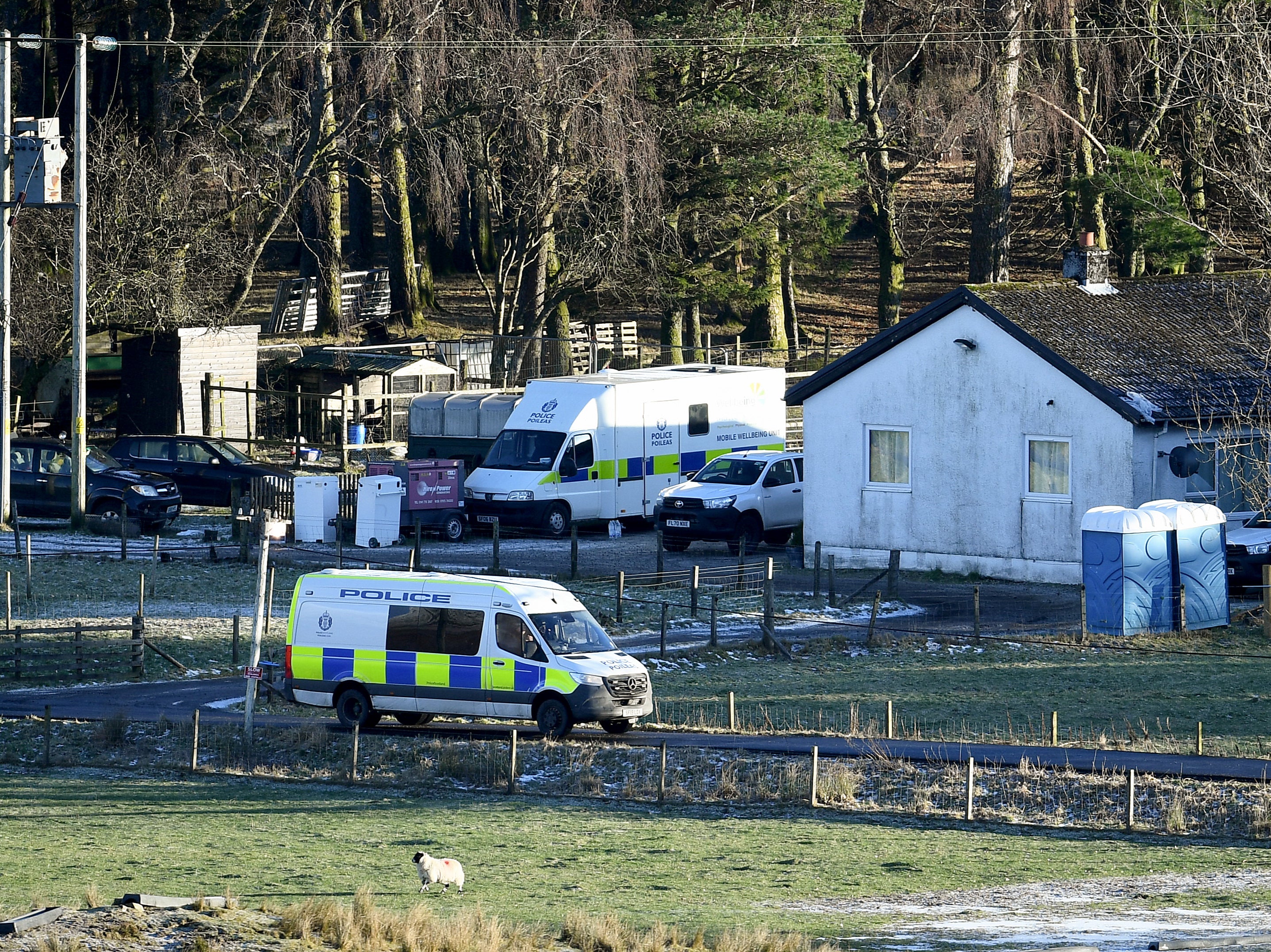 Police searching the grounds at Auch Estate for Tony Parsons’ body