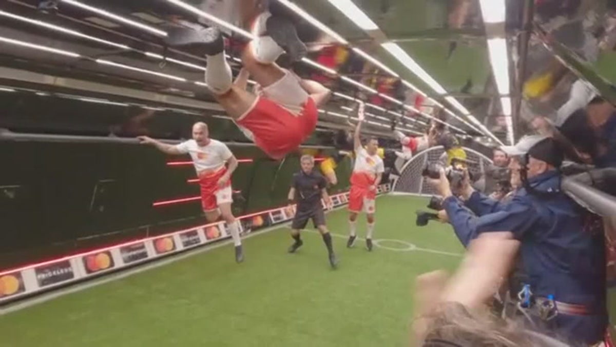 Zero-gravity soccer sport performed at 20,230 ft units distinctive world report