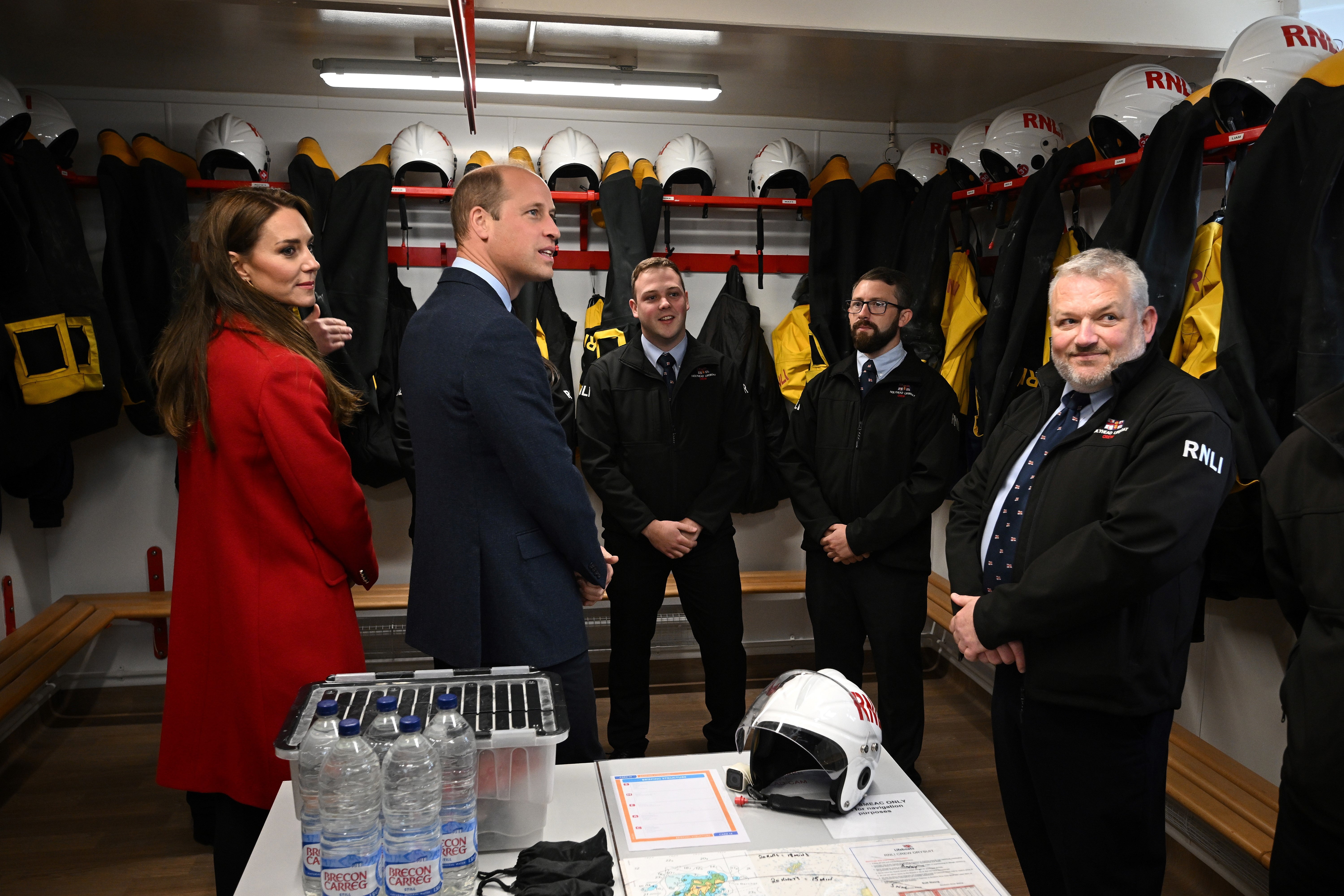 The Prince and Princess of Wales during their visit to the RNLI Holyhead Lifeboat Station (Paul Ellis/PA)