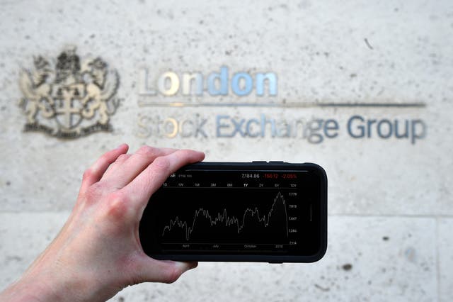 Shares dropped in London on Tuesday (Kirsty O’Connor/PA)