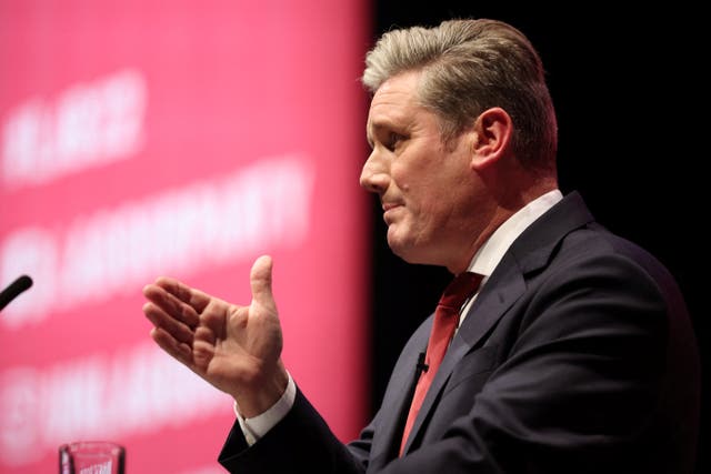 <p>Keir Starmer addressing his party in Liverpool</p>