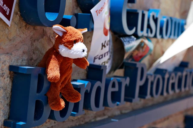 <p>A teddy bear at a US Customs and Border Protection building in 2018 </p>