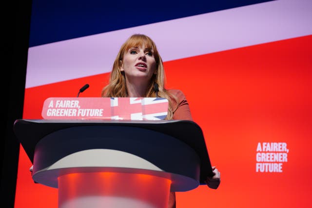 Deputy leader Angela Rayner making her speech during the Labour Party conference (Peter Byrne/PA)