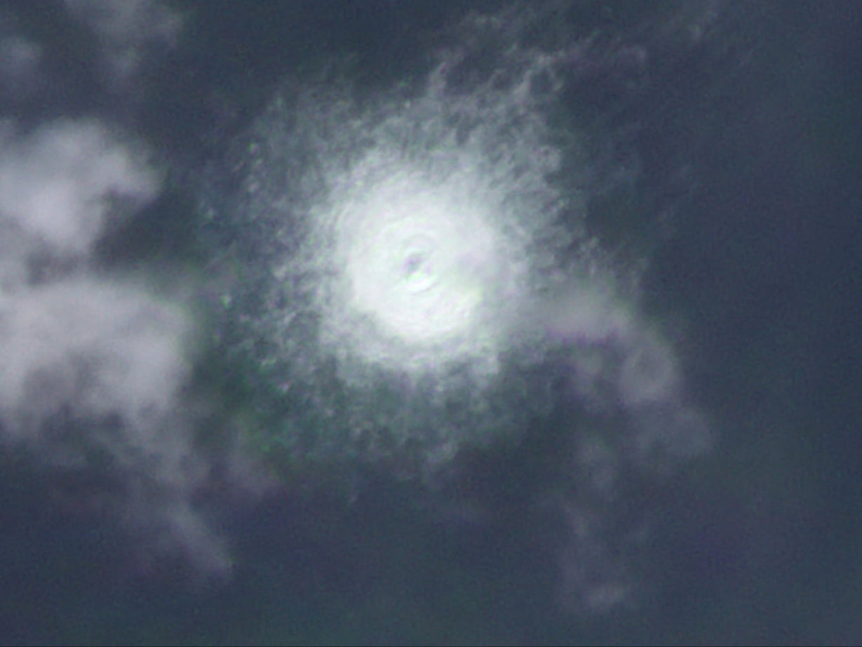 <p>This satellite photo from Planet Labs PBC shows a large disturbance in the sea off the coast of the Danish island of Bornholm, on Monday.  </p>