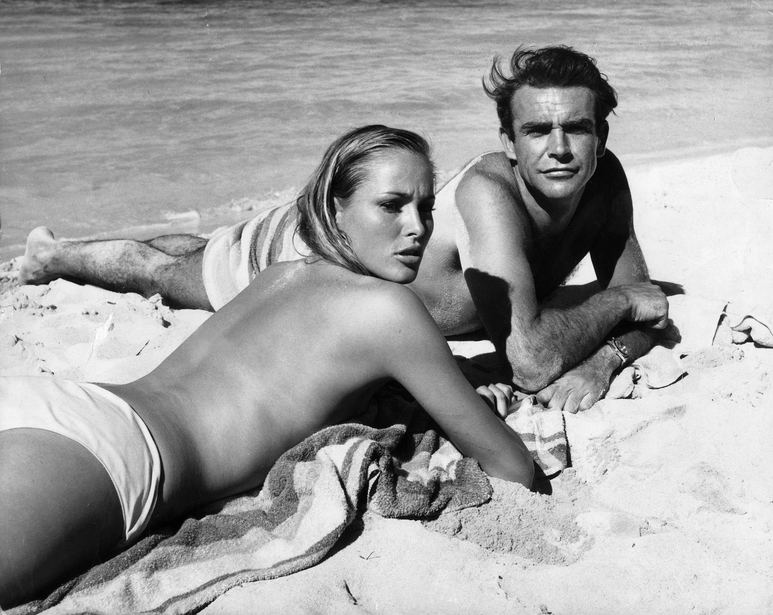 Sean Connery and Ursula Andress on the set of ‘Dr No’ in 1962