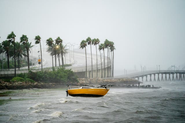 <p>A boat during Hurricane Ian </p>