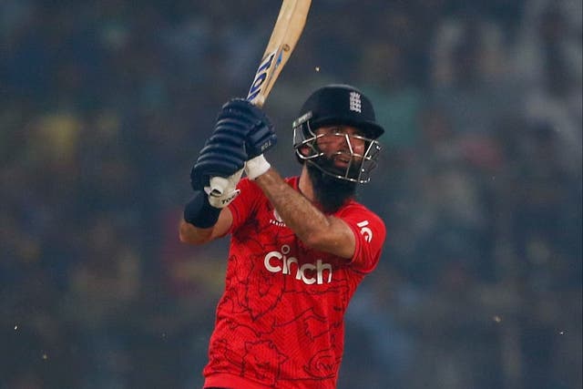 Moeen Ali hit 51 for England (K.M. Chaudary/AP)