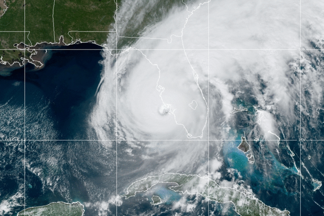 <p>Hurricane Ian as it hit Florida on Wednesday as a Category 4 storm </p>