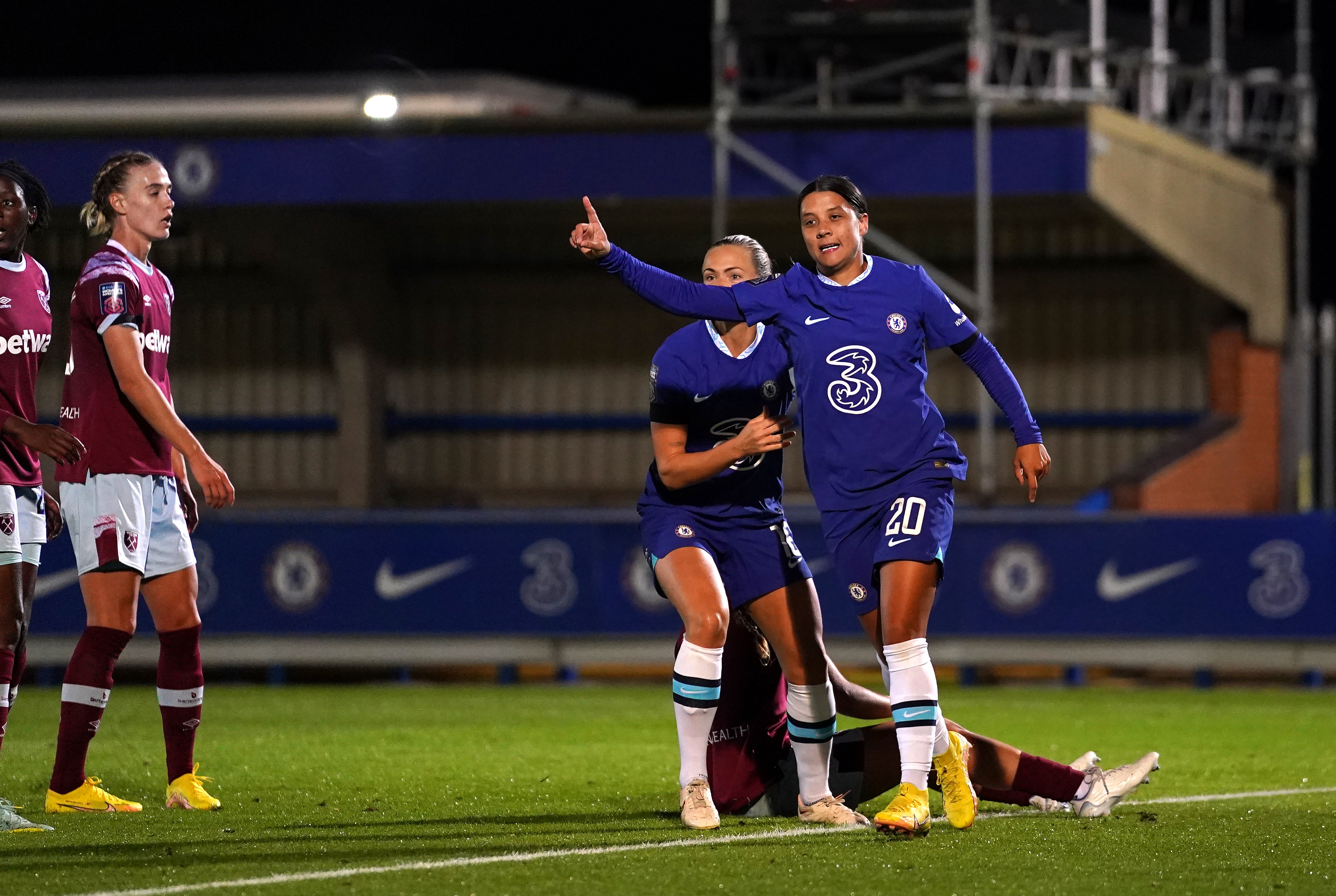 Sam Kerr struck the woodwork twice before finding the net in the second half (Adam Davy/PA)