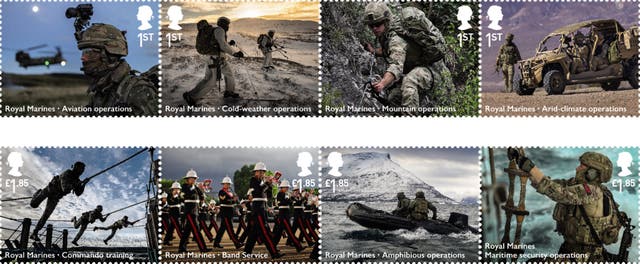 The stamps depict the main duties of the Royal Marines (Royal Mail/PA)
