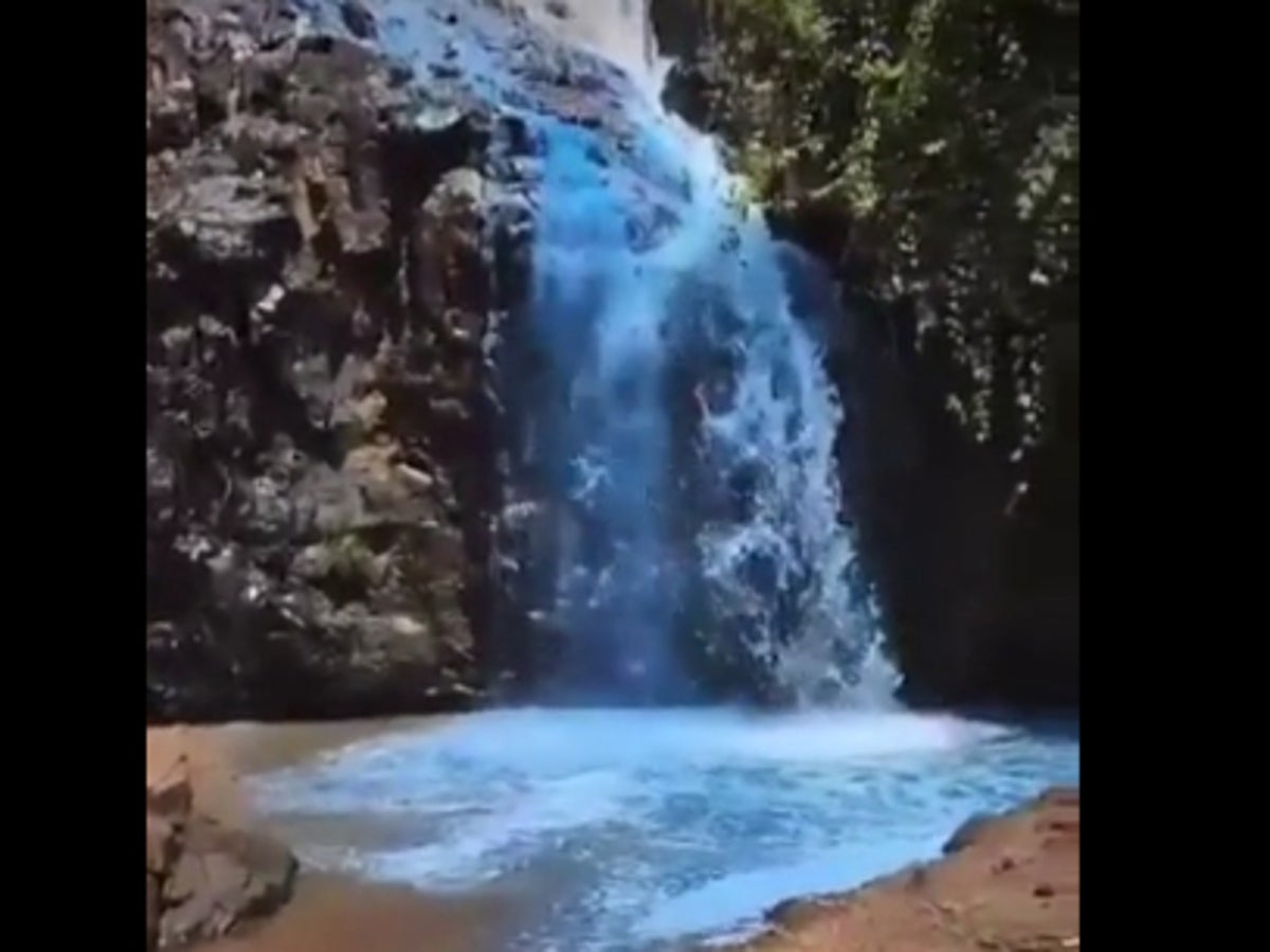 Couple under investigation for turning waterfall blue for gender reveal