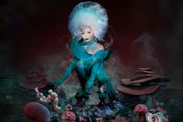 <p>Bjork cultivates her fungal sound with the earthy churn of beats inspired by drums buried in the ground </p>