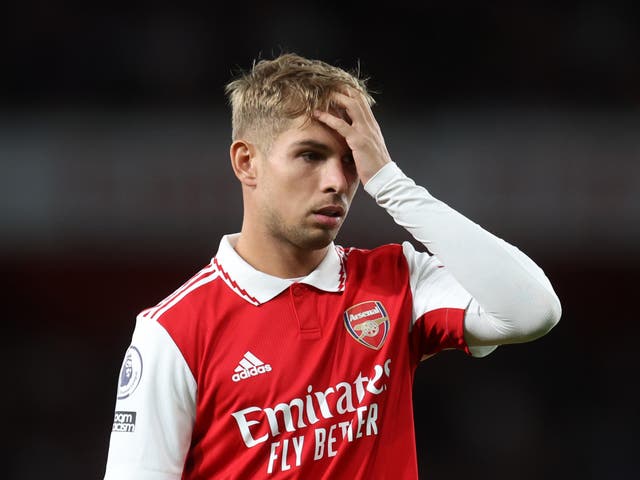 <p>Arsenal midfielder Emile Smith Rowe has been experiencing ‘discomfort'</p>