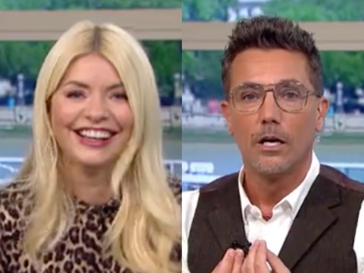 Holly Willoughby playfully hits Gino D’Acampo for Flintstones comparison