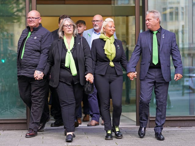 <p>The family of Harry Dunn leave Westminster Magistrates' Court on Thursday, after US citizen Anne Sacoolas was granted unconditional bail. The case will next be heard at the Old Bailey on 27 October</p>