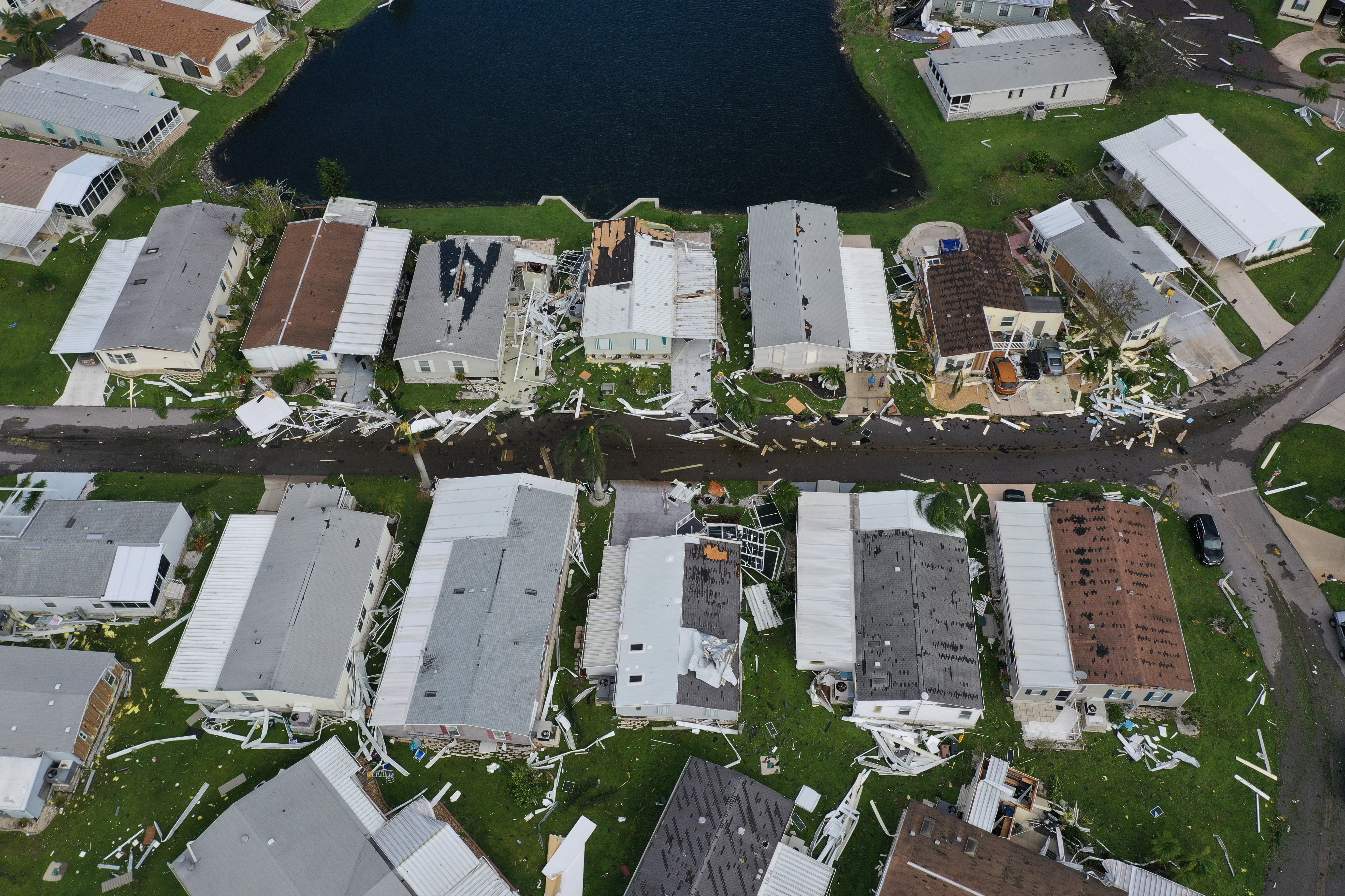 Damaged homes are seen in Punta Gorda, Florida, on Thursday following Hurricane Ian