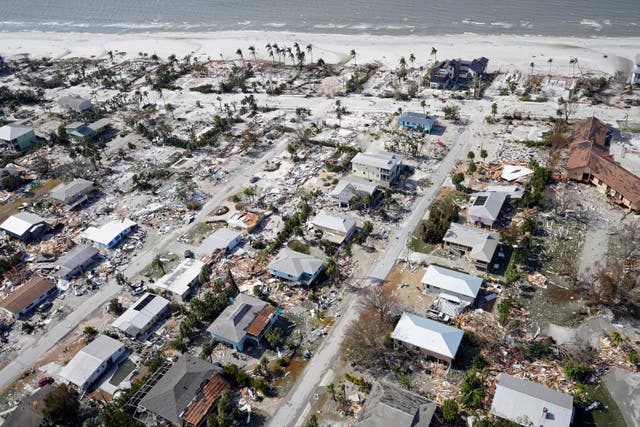 <p>Row after row of devastated homes in the Fort Myers area after Hurricane Ian made landfall on Wednesday </p>