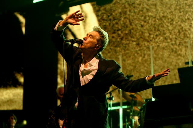 <p>Bryan Ferry of Roxy Music performing at The Forum in Los Angeles on 28 September, 2022 </p>