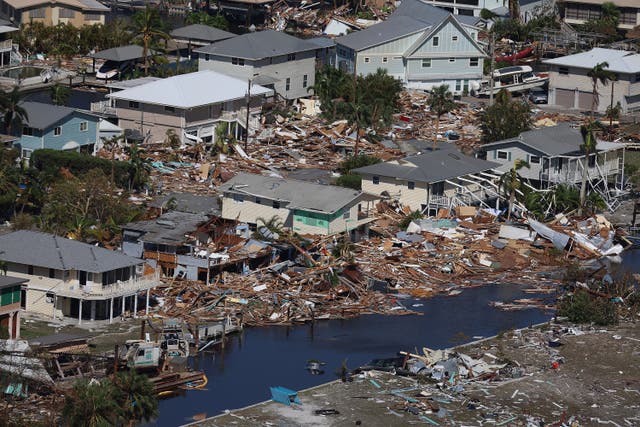 <p>Damage from Hurricane Ian in Fort Myers Beach, Florida on Thursday</p>