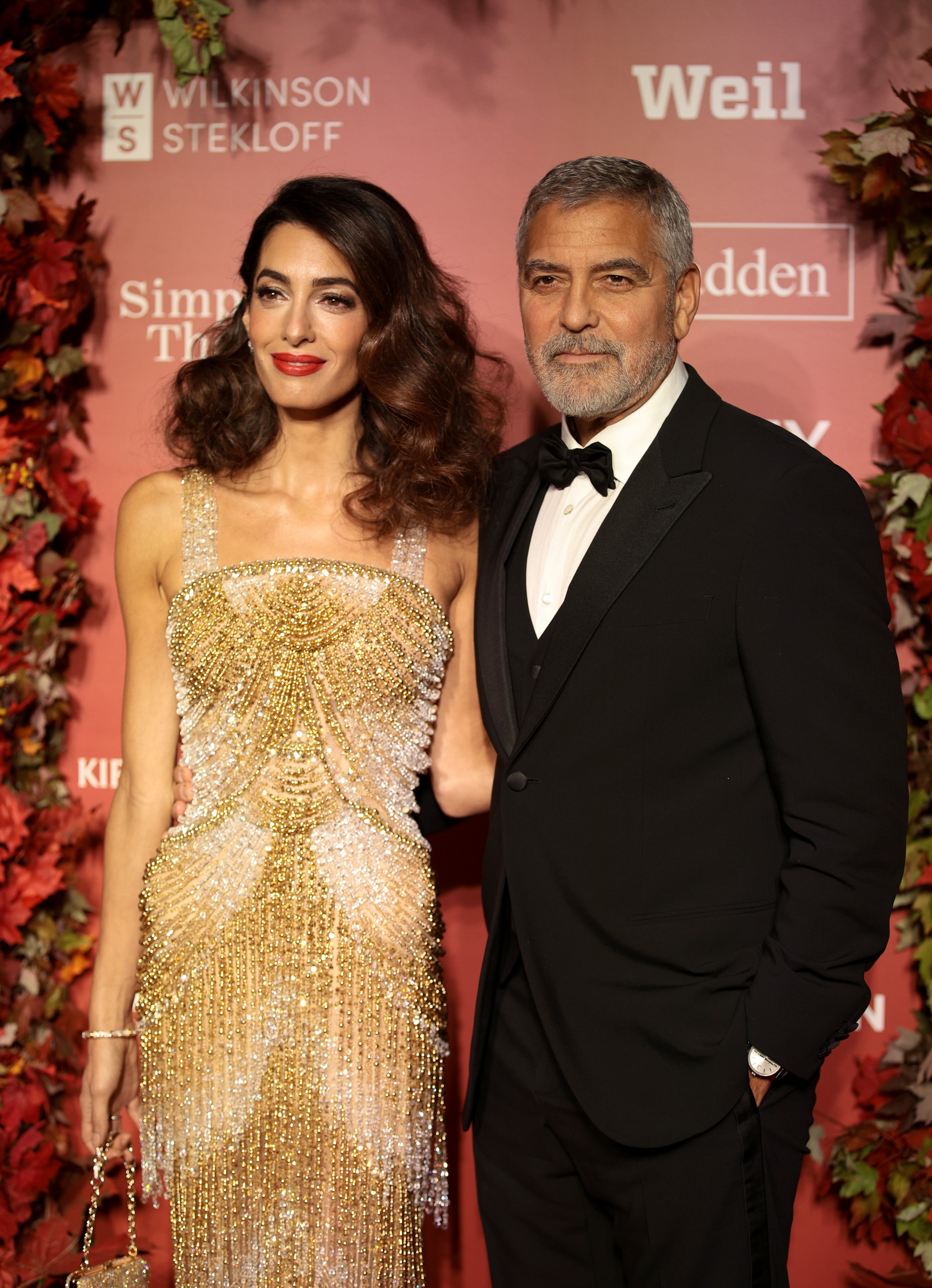 Amal Clooney and George Clooney attend the Clooney Foundation For Justice Inaugural Albie Awards at New York Public Library on September 29, 2022