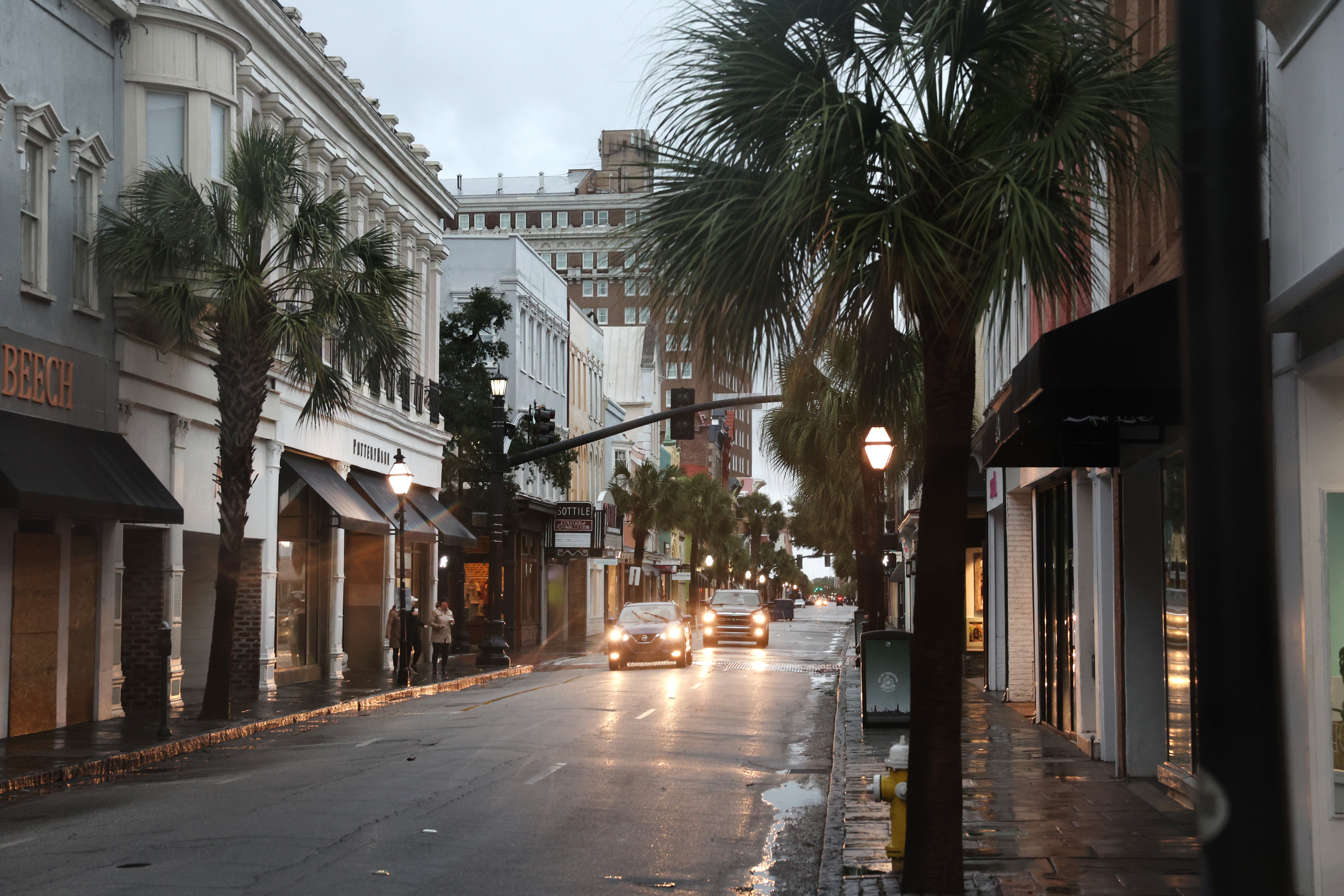 Charleston’s normally bustling historic district sits empty on Friday morning