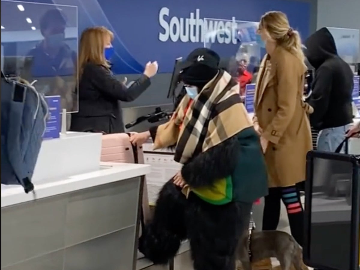 Passengers stunned as woman dons chicken, gorilla and avocado costumes at airport check-in
