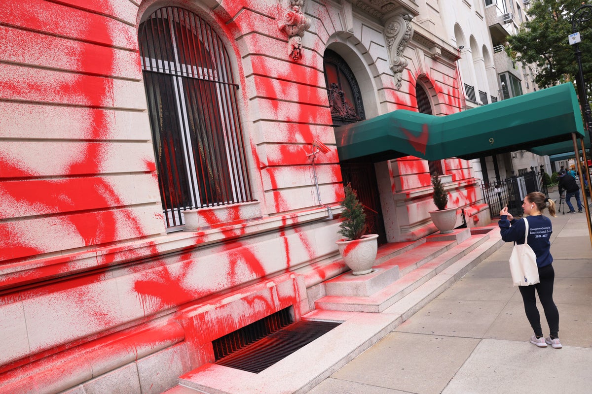 Russian consulate in New York vandalised with red spray-paint