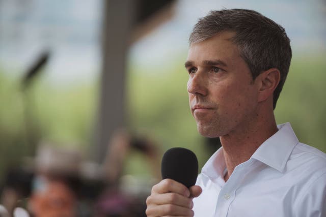 <p>Beto O’Rourke speaks at a campaign event</p>