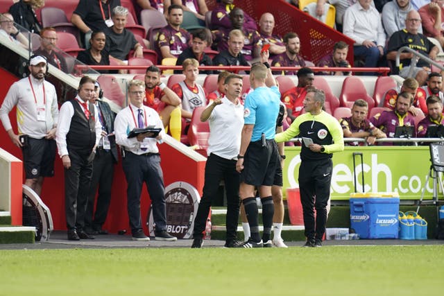 Leeds boss Jesse Marsch was sent off in his side’s recent defeat at Brentford (Andrew Matthews/PA)